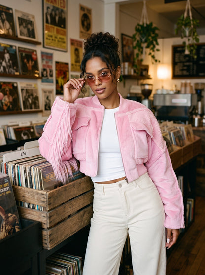 Rodeo Queen Sherpa Fur Pink Jacket view 4 (layer)