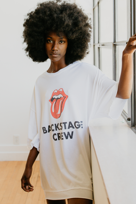 Rolling Stones Backstage Crew Oversized Tee in One Size - Relaxed Fit - Rolling Stones Tee Shirts (top)