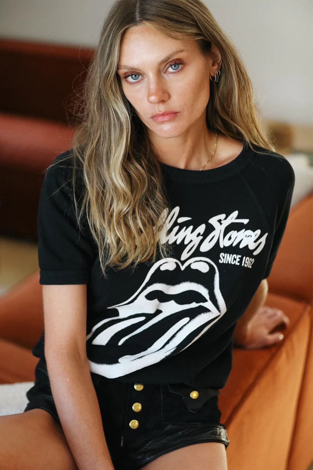 Rolling Stones Black Raglan Tee in Black - Rolling Stones Tee Shirts (top)