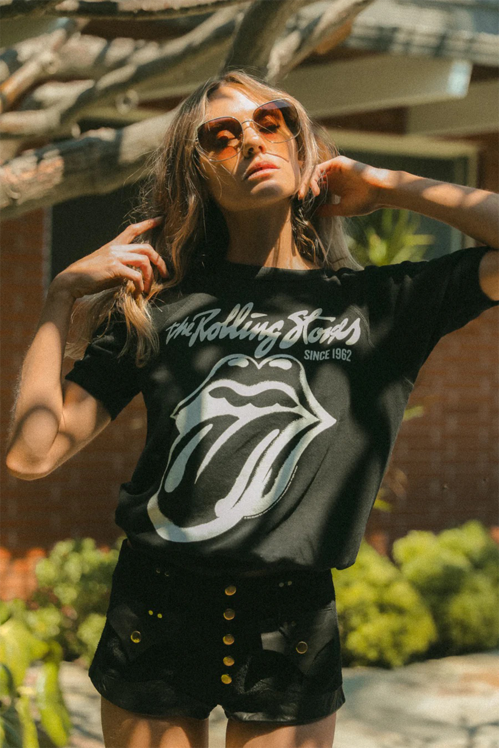 Rolling Stones Black Raglan Tee in Black view 2 - Rolling Stones Tee Shirts (top)