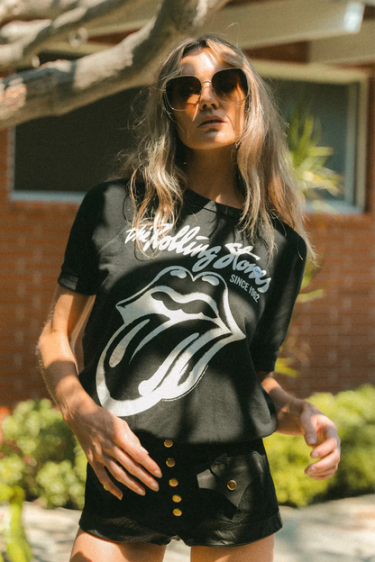 Rolling Stones Black Raglan Tee in Black view 4 - Rolling Stones Tee Shirts (top)