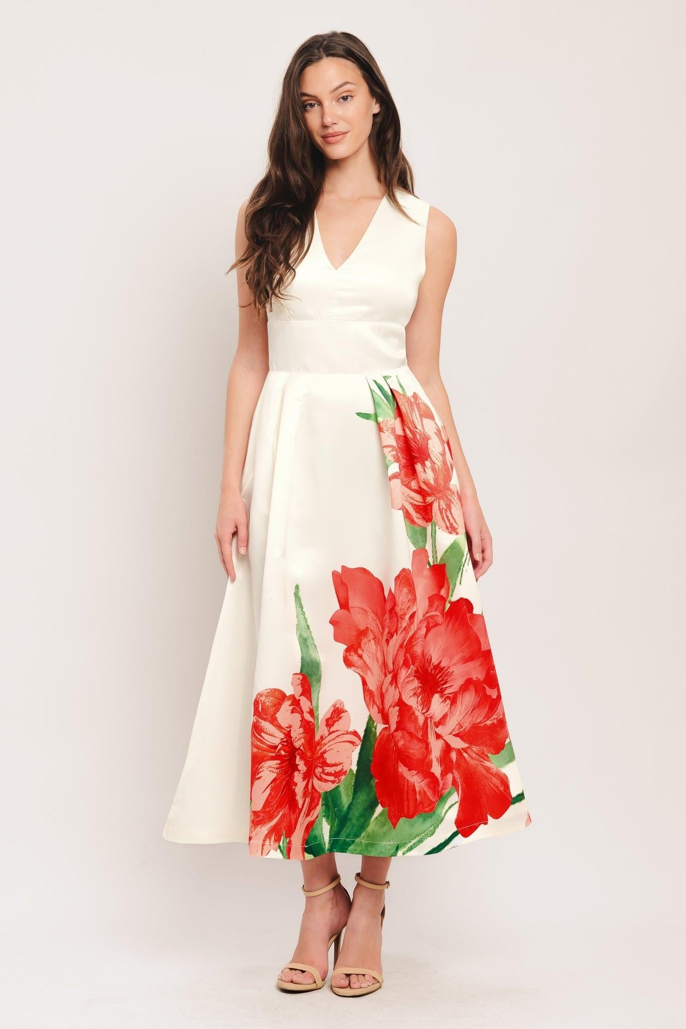 Romance Edit Woven Midi Dress IVORY (dress) - midi dress, woven midi dress - shop at us.meeeshop