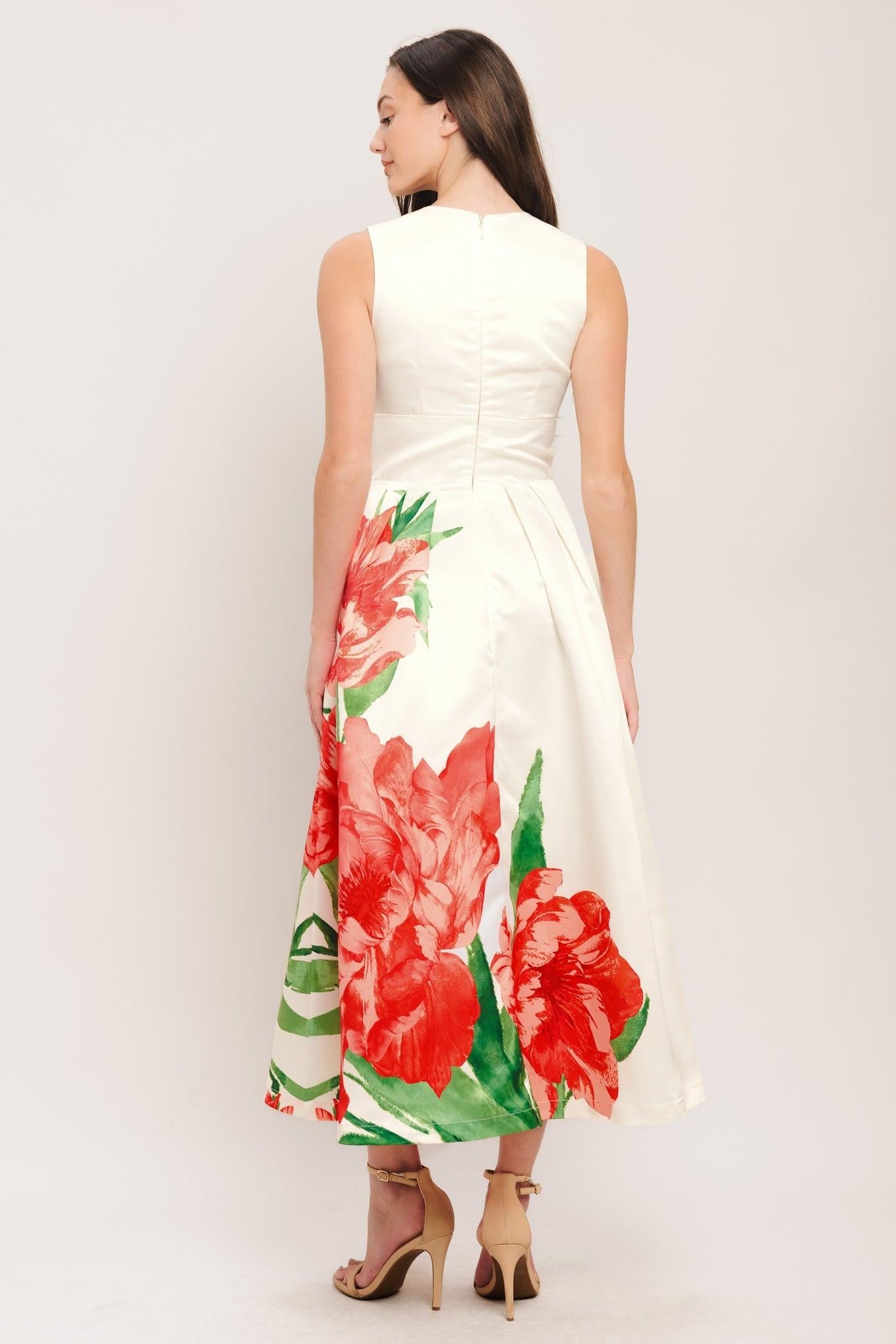 Romance Edit Woven Midi Dress IVORY view 2 (dress) - midi dress, woven midi dress - shop at us.meeeshop