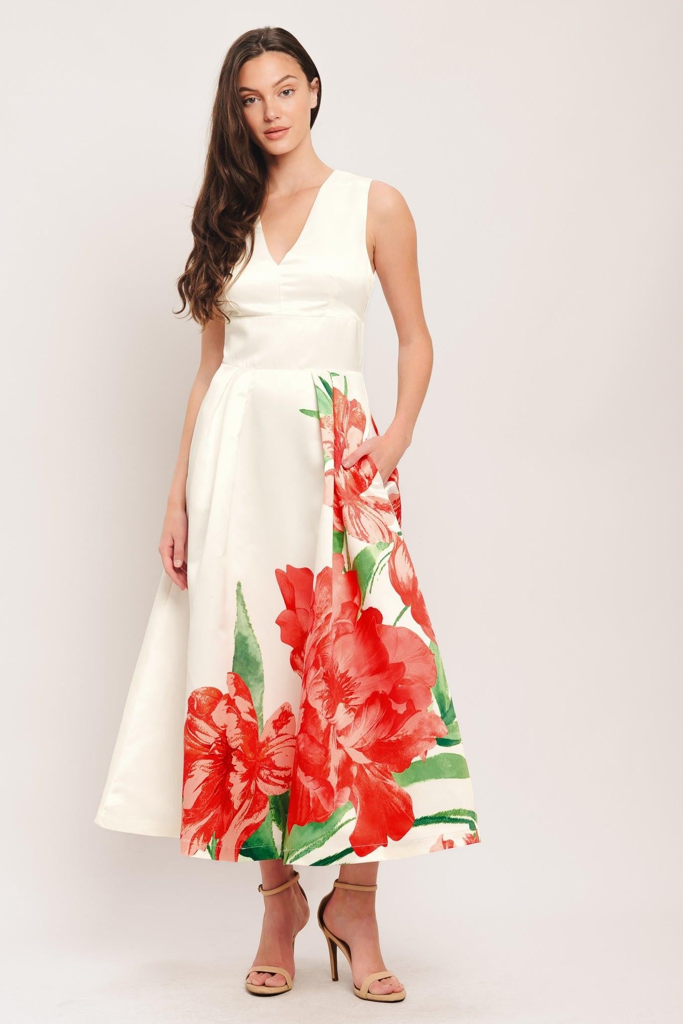 Romance Edit Woven Midi Dress view 5 (dress) - midi dress, woven midi dress - shop at us.meeeshop