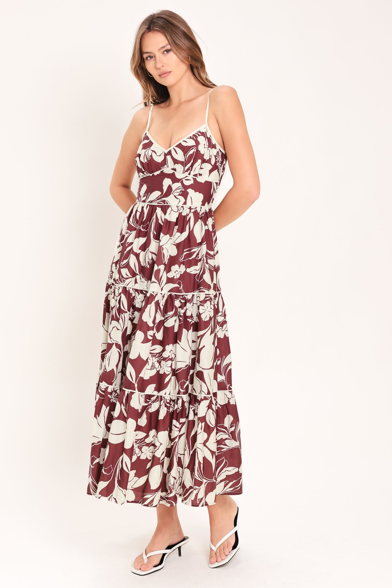 Romance in Wine Woven Midi Dress view 4