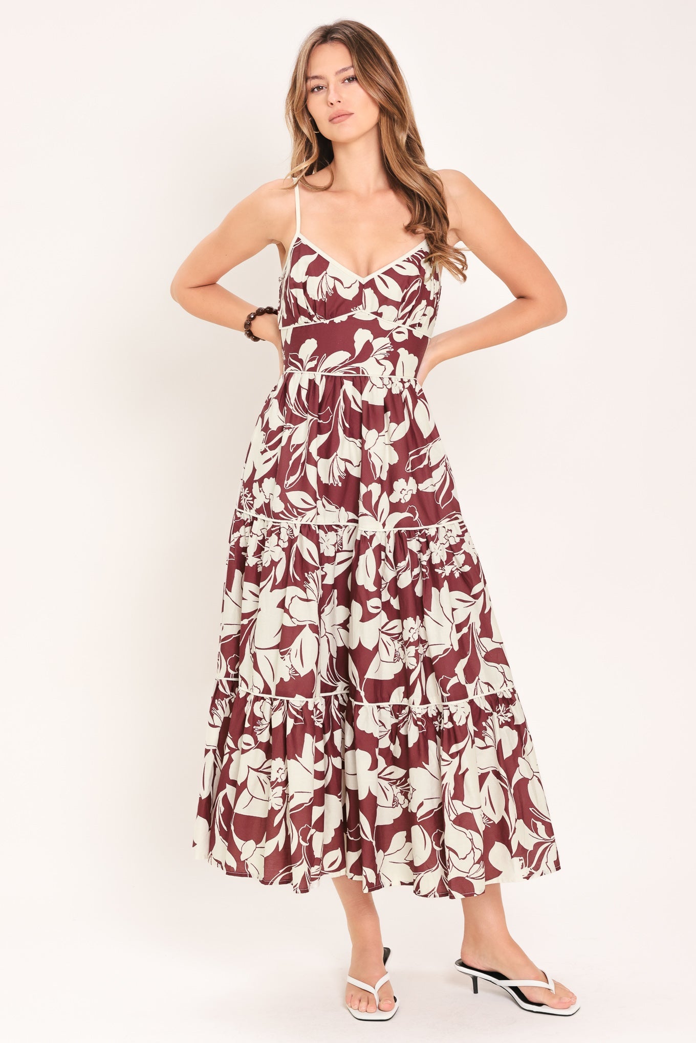 Romance in Wine Woven Midi Dress view 5