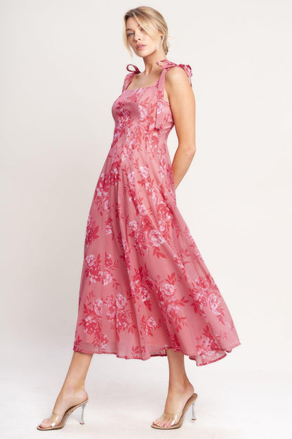 Romantic Canopy Woven Midi Dress in PINK view 3