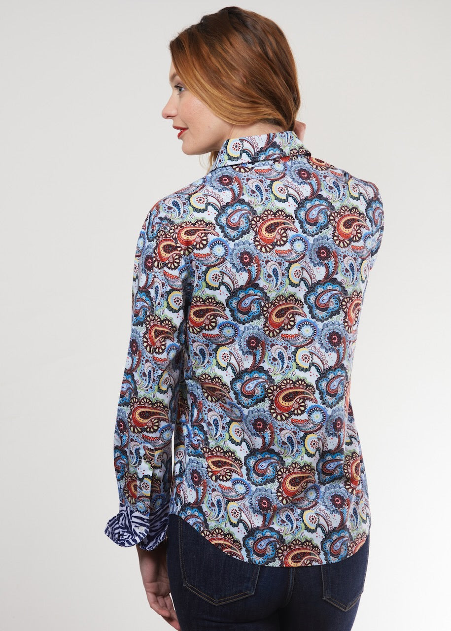Rome Shirt Blue Paisley in M view 3 (top)
