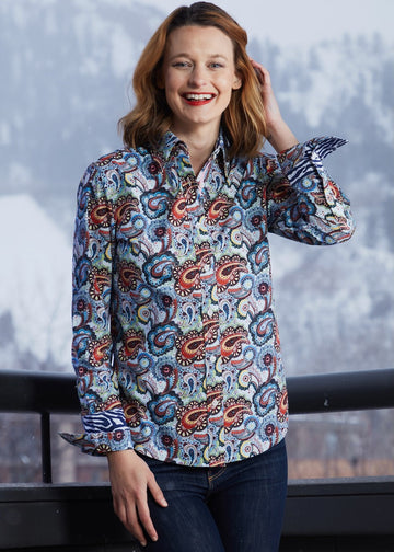 Rome Shirt Blue Paisley in S view 2 (top)