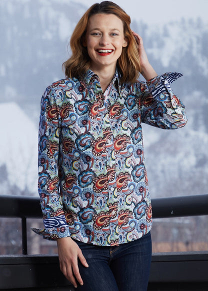 Rome Shirt Blue Paisley in S view 2 (top)