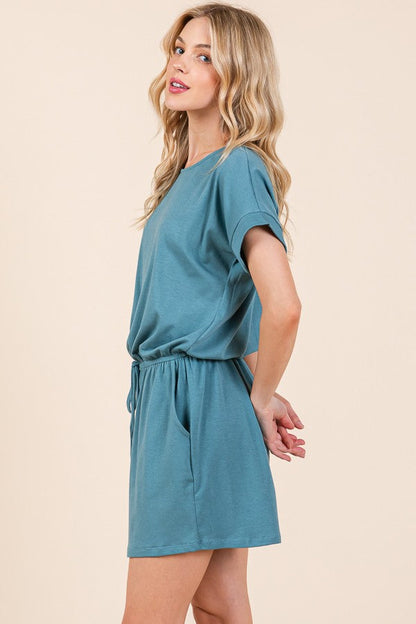 Romper with Side Pockets in Blue view 3 - Pocket Romper (one-piece)
