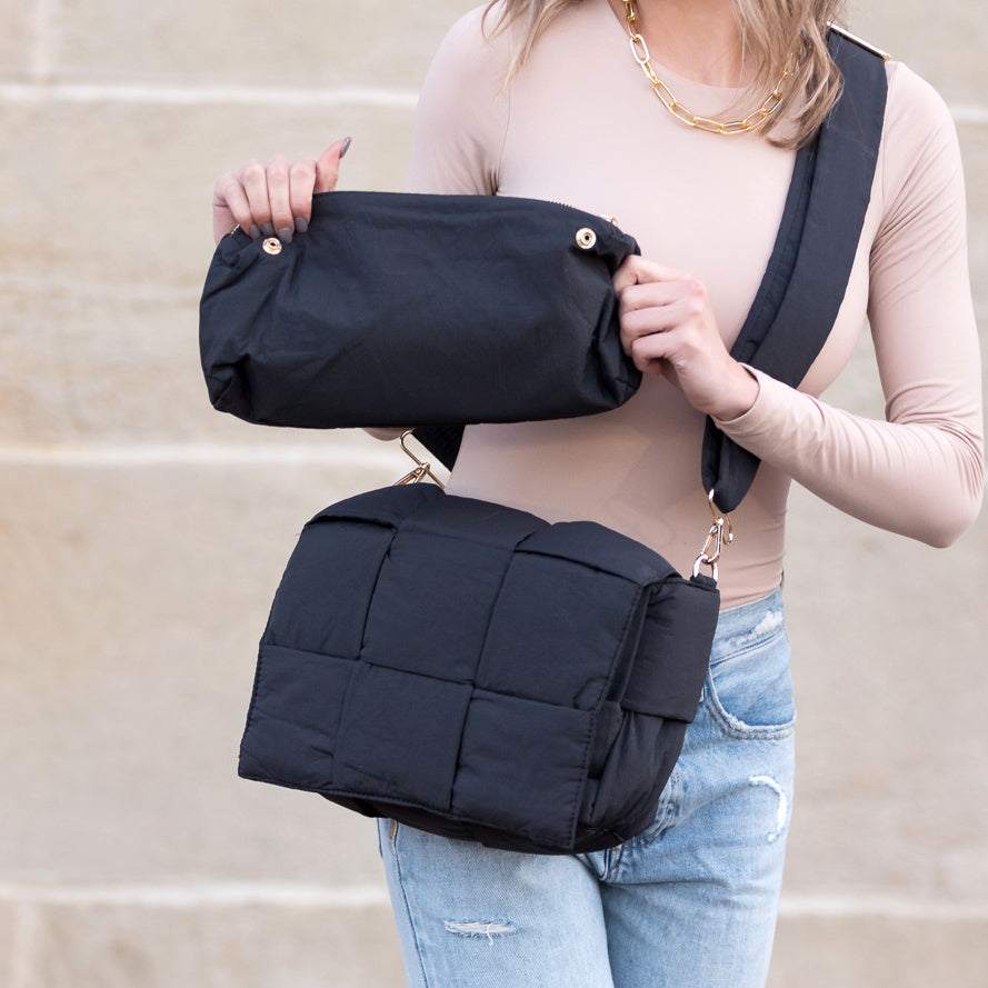 Romy Foldover Puffer Crossbody in Almond - Romy Crossbody (bag)