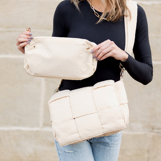 Romy Foldover Puffer Crossbody in Black view 2 - Romy Crossbody (bag)