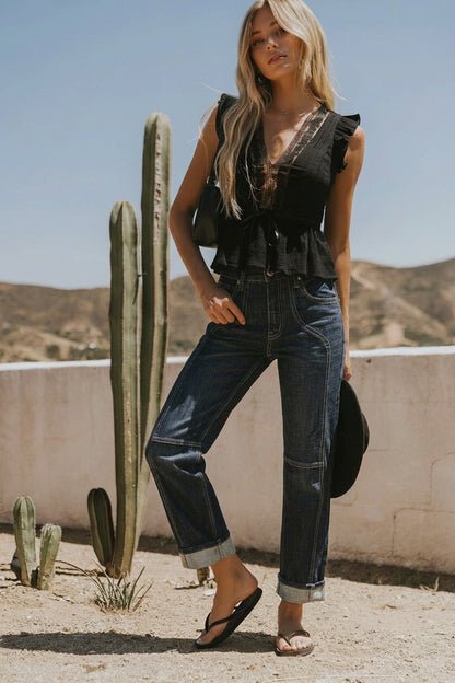 Romy High Rise Western Straight Jeans in 1 (24) - High-Waisted (bottom)