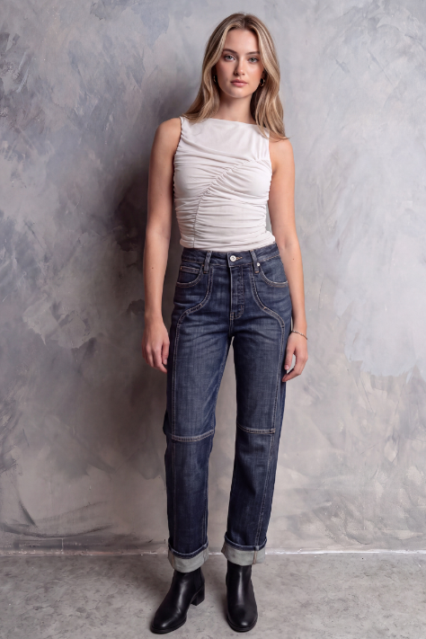 Romy High Rise Western Straight Jeans in 9 (28) view 5 - High-Waisted (bottom)
