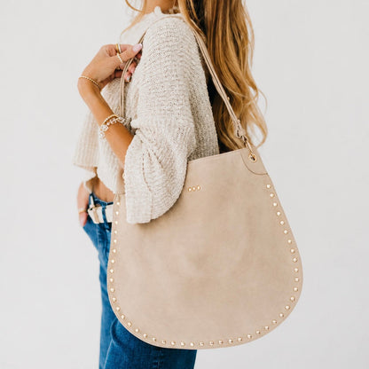 Rosalie Rivet Suede Hobo Bag - MeeeShop Women's Fashion