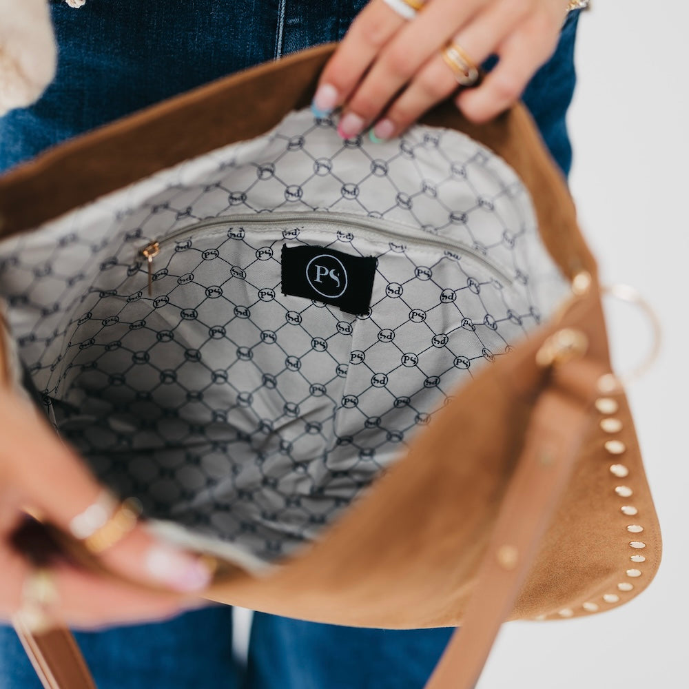 Rosalie Rivet Suede Hobo Bag - MeeeShop Women's Fashion