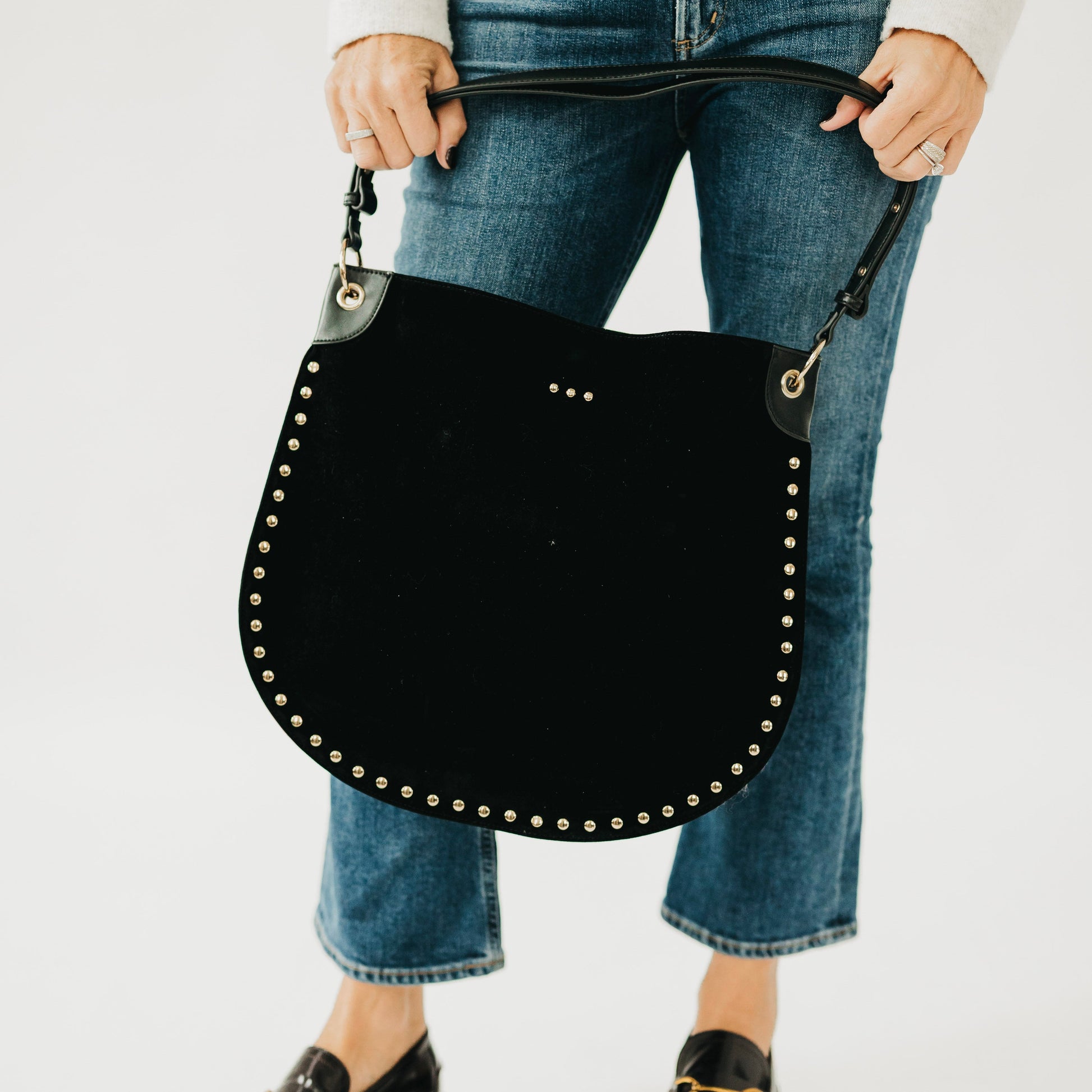 Rosalie Rivet Suede Hobo Bag in Chocolate view 3