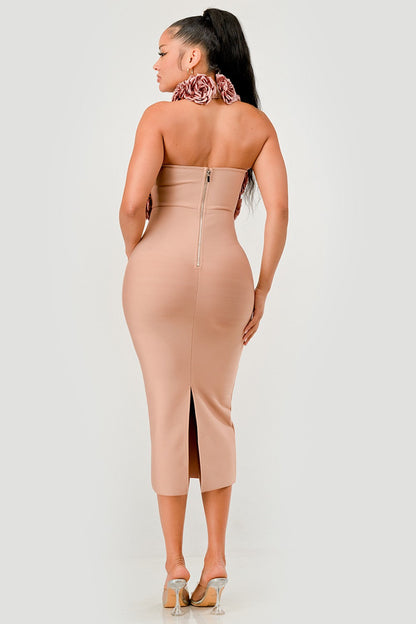 Rose Applique Halter Midi Dress in Black view 6 - Rose Applique Dress H&M