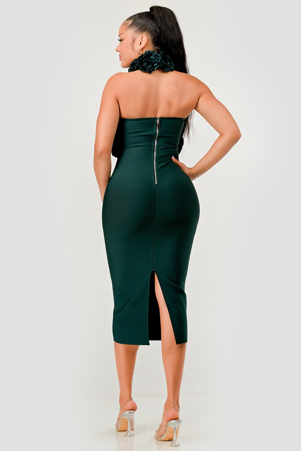 Rose Applique Halter Midi Dress in Rose gold view 9 - Rose Applique Dress H&M