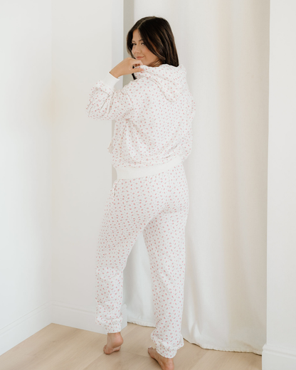 rose sweat set Rose Sweat Set Floral Kangaroo Pocket Hoodie Pants Set view 10 (bottom) - shop at us.meeeshop