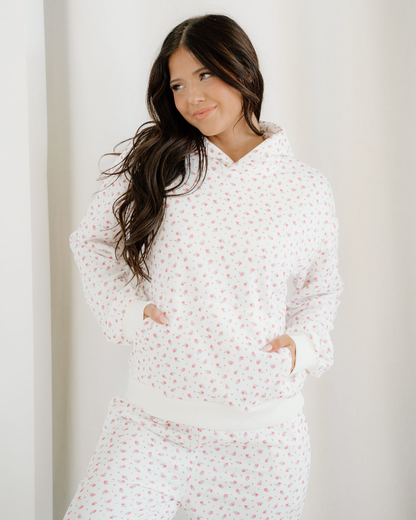 rose sweat set Rose Sweat Set Floral Kangaroo Pocket Hoodie Pants Set view 2 (bottom) - shop at us.meeeshop