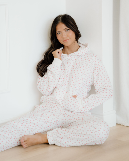 rose sweat set Rose Sweat Set Floral Kangaroo Pocket Hoodie Pants Set view 4 (bottom) - shop at us.meeeshop