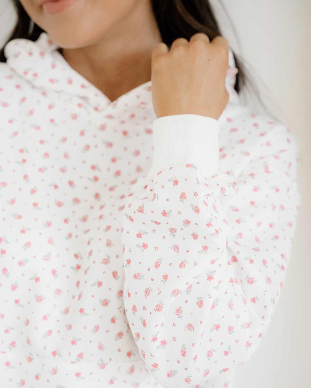 rose sweat set Rose Sweat Set Floral Kangaroo Pocket Hoodie Pants Set view 5 (bottom) - shop at us.meeeshop