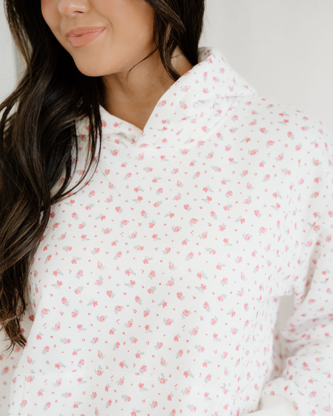 Rose Sweat Set Floral Kangaroo Pocket Hoodie Pants Set view 6 (bottom) - sweat hoodie rose, purpose of  - shop at us.meeeshop