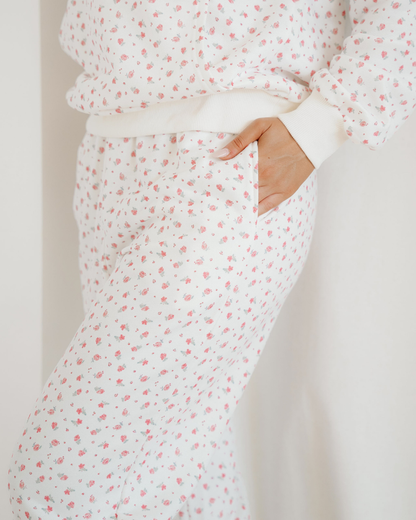 rose sweat set Rose Sweat Set Floral Kangaroo Pocket Hoodie Pants Set view 8 (bottom) - shop at us.meeeshop