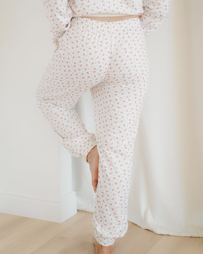 rose sweat set Rose Sweat Set Floral Kangaroo Pocket Hoodie Pants Set view 9 (bottom) - shop at us.meeeshop