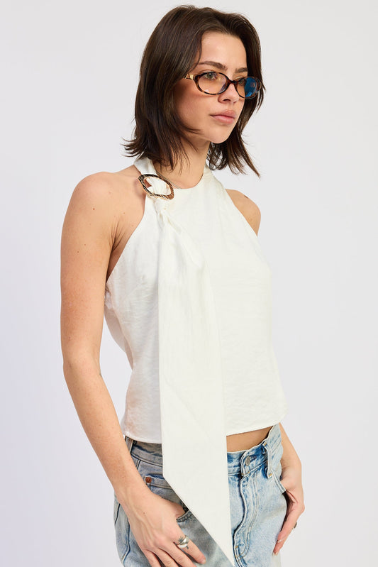Roselle Top in White view 2 - Roselle Topps Tiles