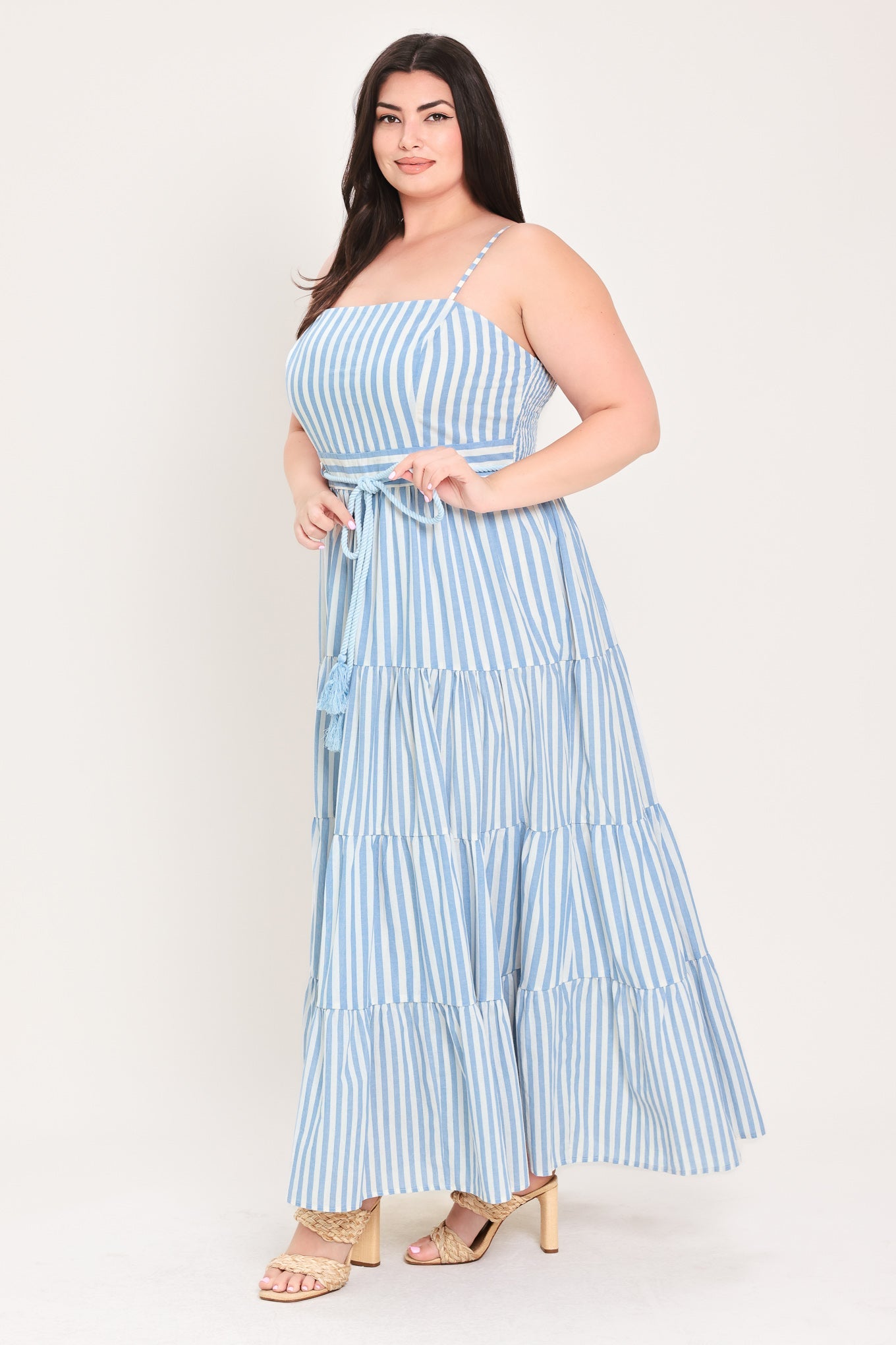 Rosy Breeze Woven Ankle Dress in BLUE/NATURAL view 11 - Breeze Pink Dress