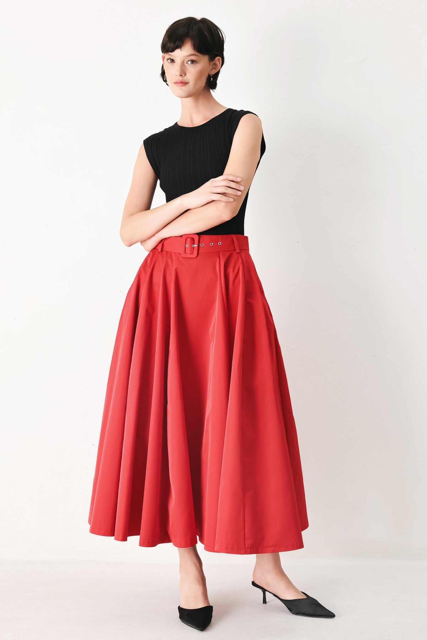 Rouge Allure Woven Full Midi Skirt in CAMEL view 12 - Rouge Skirt (dress)
