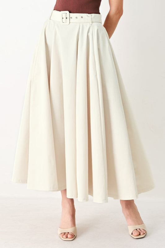 Rouge Allure Woven Full Midi Skirt in ECRU view 2 - Rouge Skirt (dress)