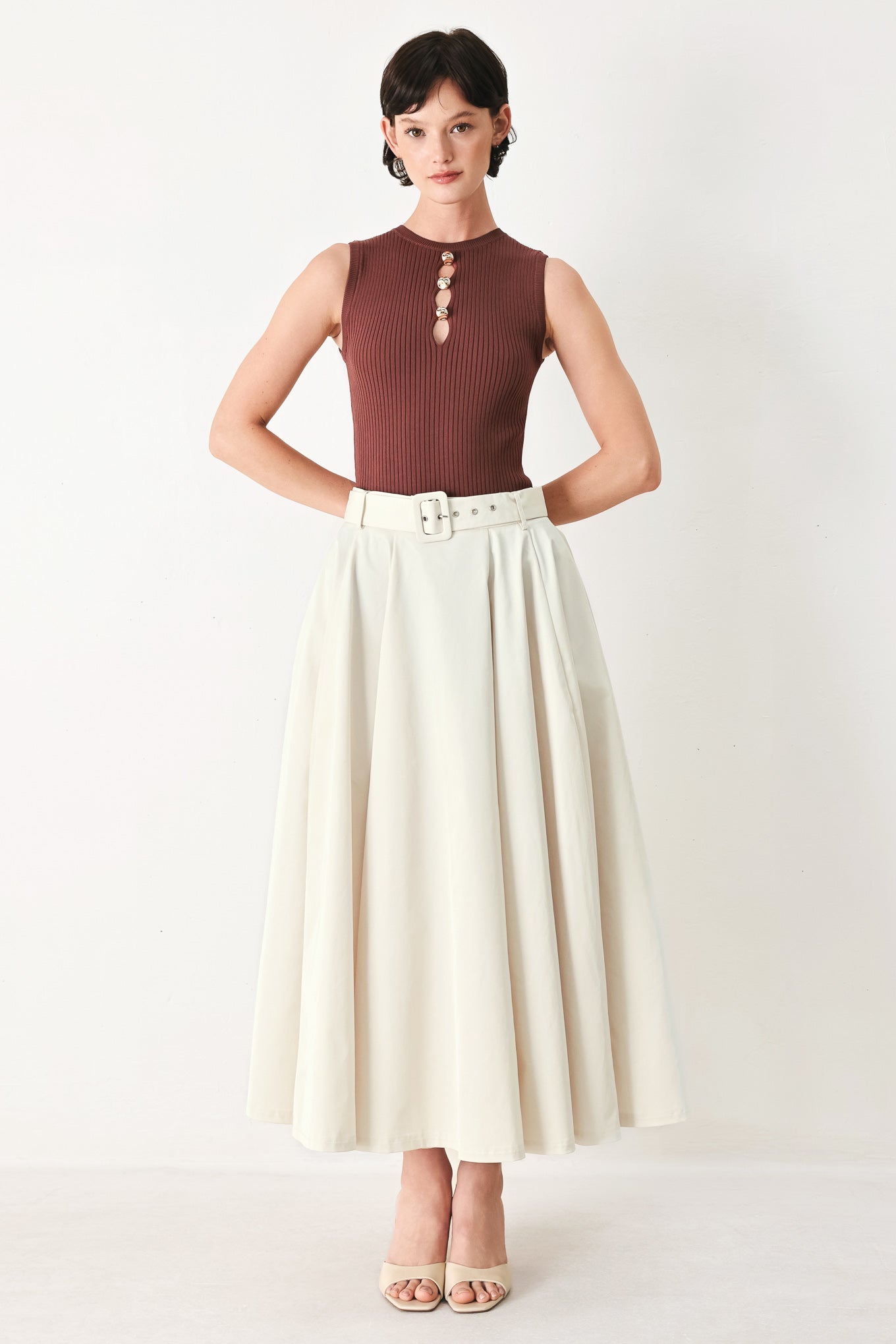 Rouge Allure Woven Full Midi Skirt in RED view 4 - Rouge Skirt (dress)