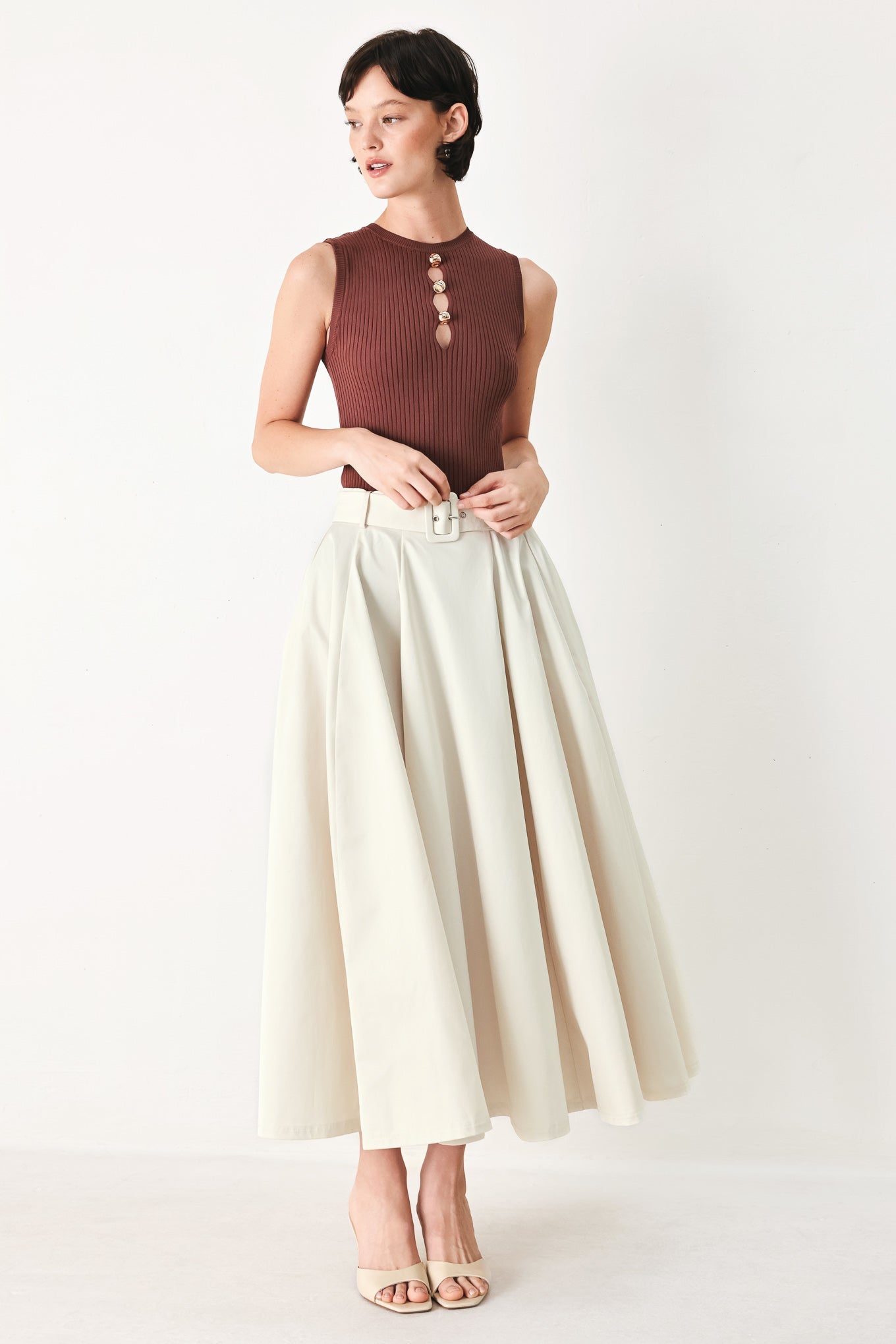 Rouge Allure Woven Full Midi Skirt in RED view 5 - Rouge Skirt (dress)