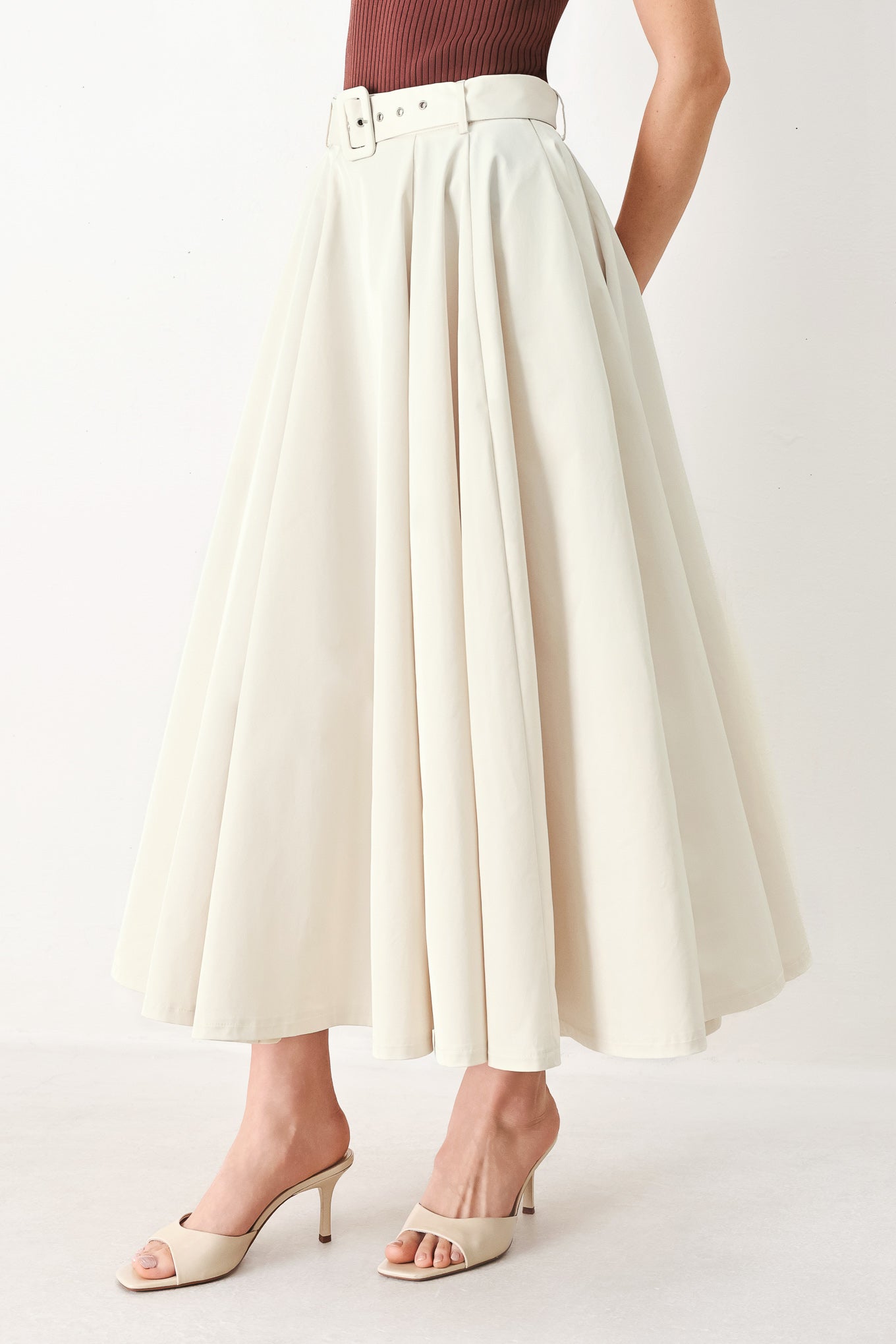 Rouge Allure Woven Full Midi Skirt in RED view 6 - Rouge Skirt (dress)