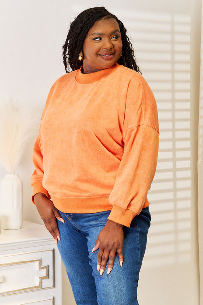 Round Neck Dropped Shoulder Sweatshirt - MeeeShop Women's Fashion