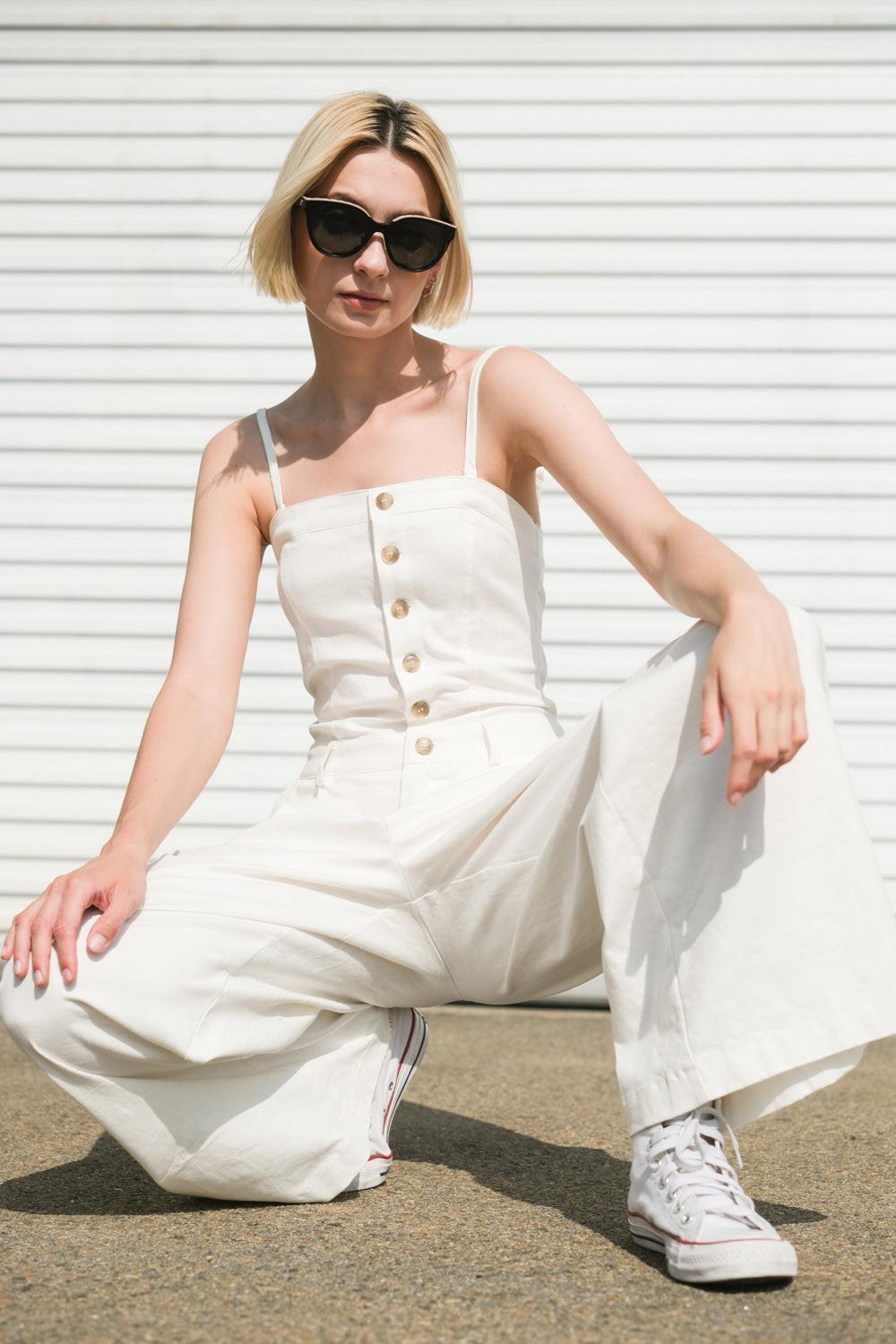 Royal Affair Woven Jumpsuit in WHITE view 4 - Royal Affair Faux Fur Skinny Jumpsuit (one-piece)