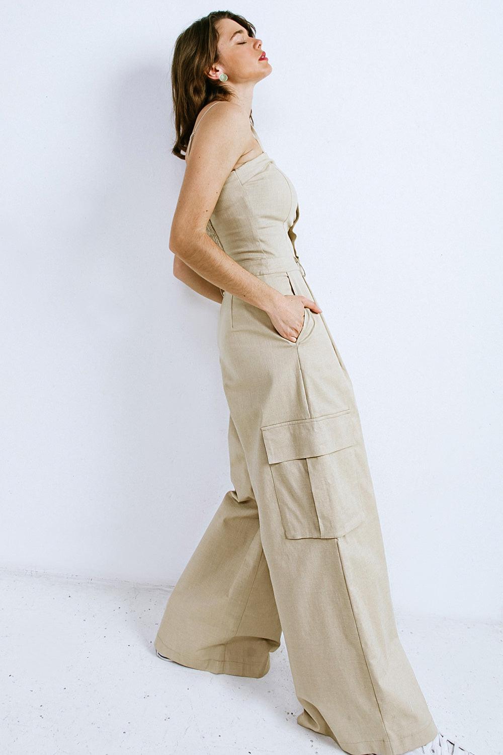 Royal Affair Woven Jumpsuit in WHITE view 6 - Royal Affair Faux Fur Skinny Jumpsuit (one-piece)