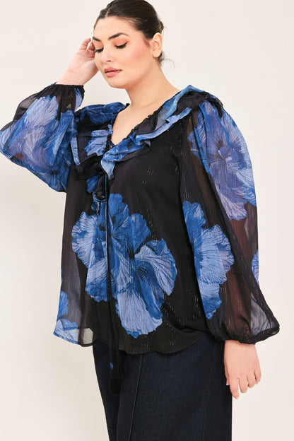 Royal Bloom Fantasia Woven Blouse view 10 - Royal Blue Blouse Women'S (top)