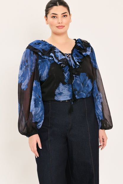 Royal Bloom Fantasia Woven Blouse view 12 - Royal Blue Blouse Women'S (top)