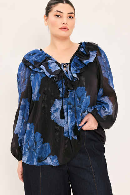 Royal Bloom Fantasia Woven Blouse view 7 - Royal Blue Blouse Women'S (top)