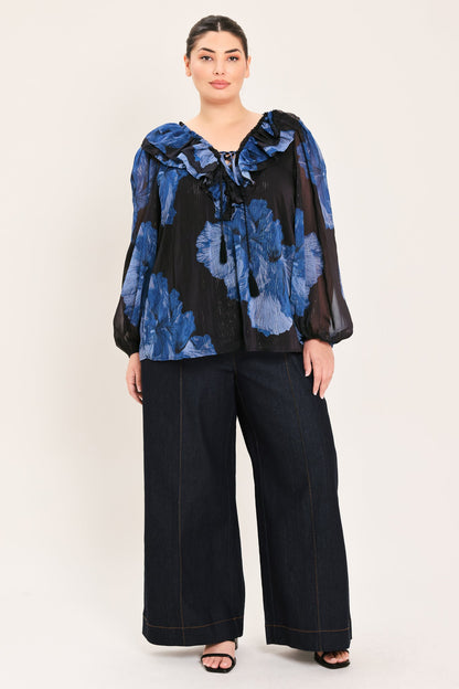 Royal Bloom Fantasia Woven Blouse view 8 - Royal Blue Blouse Women'S (top)