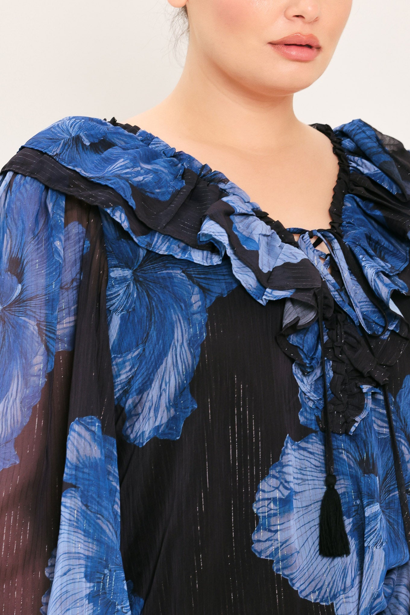 Royal Bloom Fantasia Woven Blouse view 9 - Royal Blue Blouse Women'S (top)