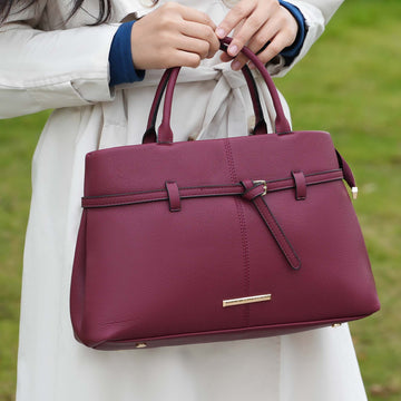 Rubia Satchel Bag in Burgundy view 2