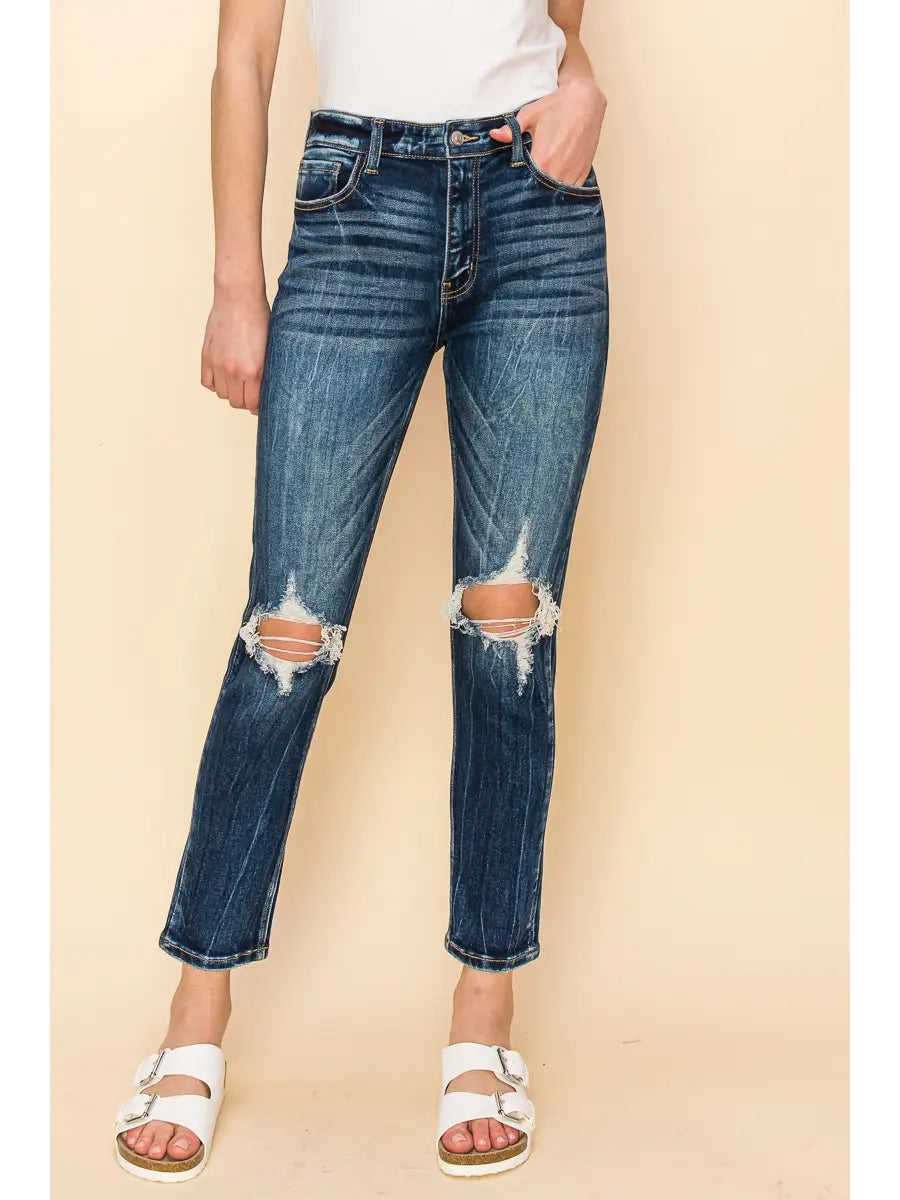 Ruby High Rise Stretch Ankle Cigarette Jeans in 3 (25) view 2 - High-Waisted - Ruby High Rise Bootcut Jeans (bottom)