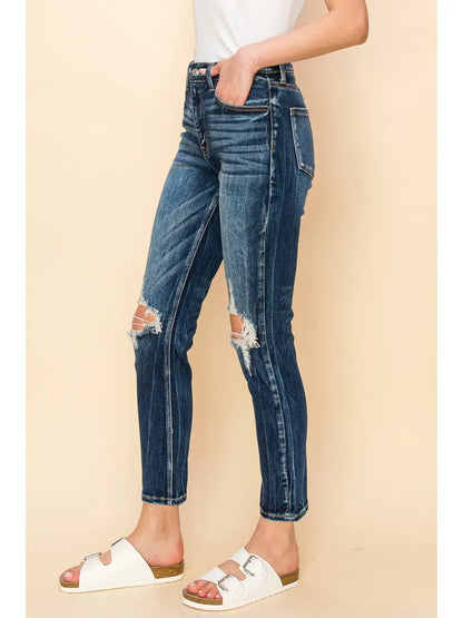 Ruby High Rise Stretch Ankle Cigarette Jeans in 5 (26) view 3 - High-Waisted - Ruby High Rise Bootcut Jeans (bottom)