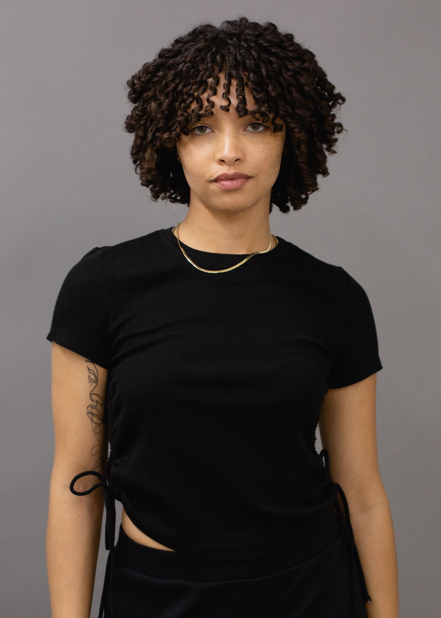 Ruched Ribbed Crop Tee in XS view 6 (top)
